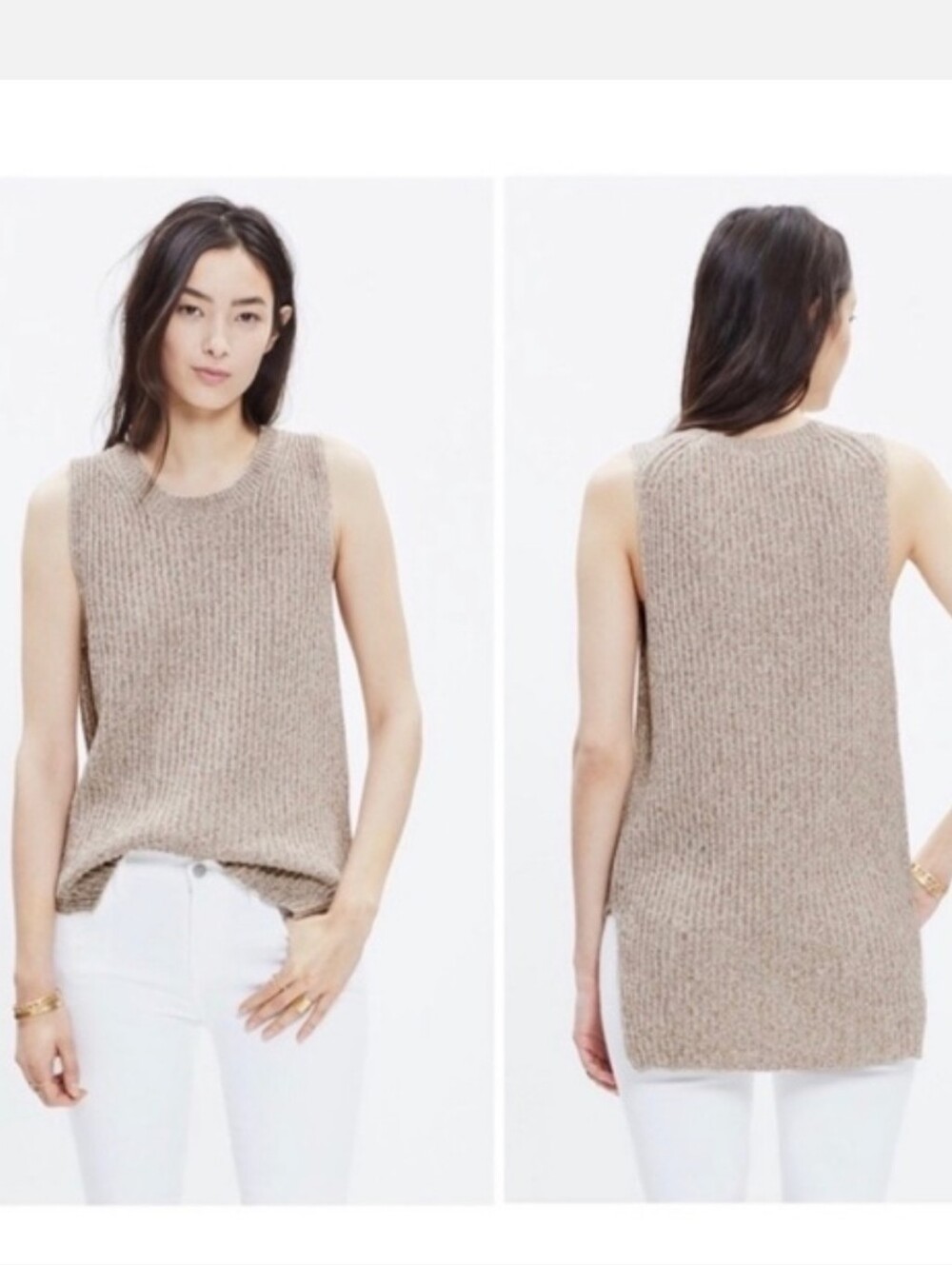 Madewell Knit Sweater Tank - Oatmeal Medium